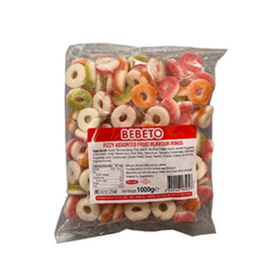 Picture of Bebeto 5c Fizzy Fruit Rings Bag 1kg x1